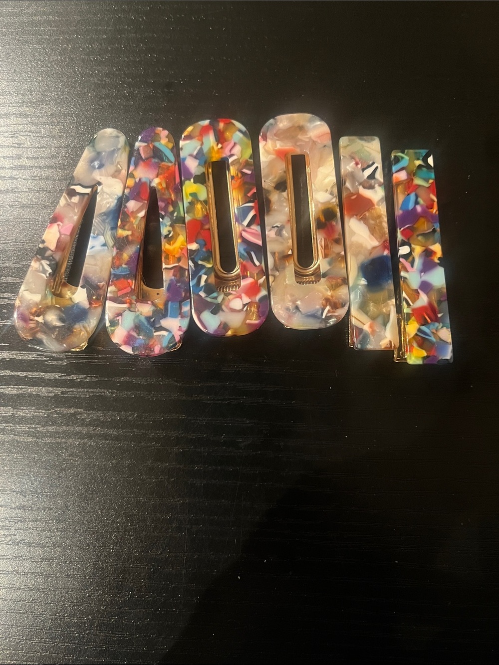 6-Piece Colorful Confetti Resin Acetate Hair Clip Barrette Set